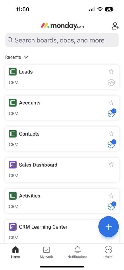 monday.com crm mobile