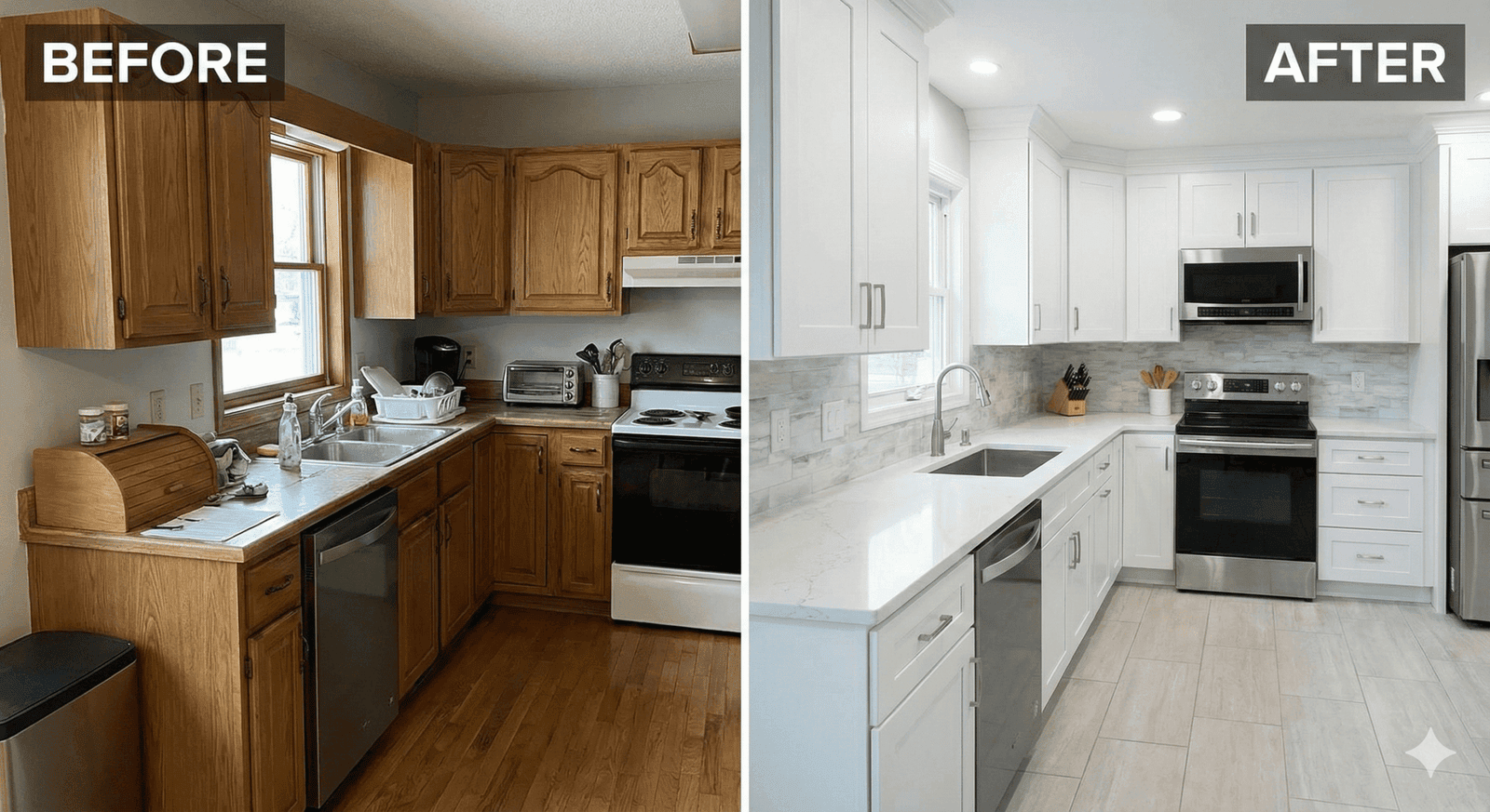 Before and after kitchen renovation